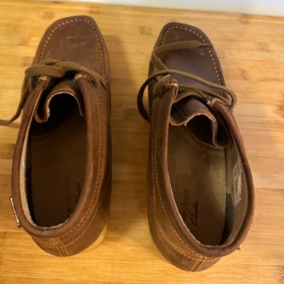 Clarks Men's Stinson Hi Chukka Boot Brown Oiled Leather – Wallabees - Picture 11 of 16